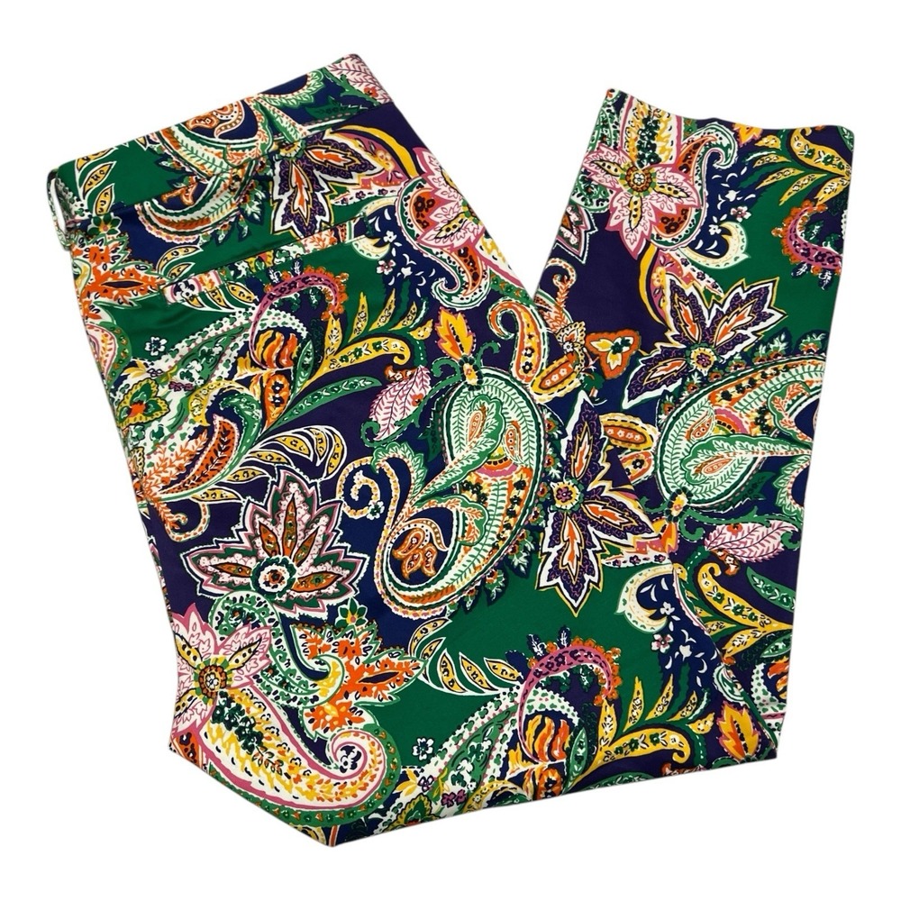 Ralph Lauren Sport Floral High Waist‎ Stretch Straight Leg Crop Pants Women's 36 - Picture 13 of 16